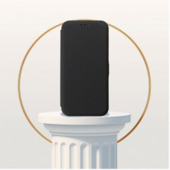 Peňaženkové puzdro FOLIO Side Magnet na Motorola Moto G35 Elegant, Karbónový vzor  Čierny