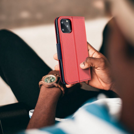 Peňaženkový obal Fancy Book na Motorola Moto G75 Červený / Námornícka modrá