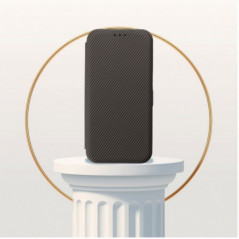 Peňaženkové puzdro FOLIO Side Magnet na Motorola Moto G55 Elegant, Karbónový vzor  Hnedý