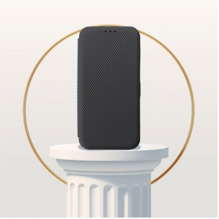 Peňaženkové puzdro FOLIO Side Magnet na Motorola Moto G75 Elegant, Karbónový vzor  Šedý