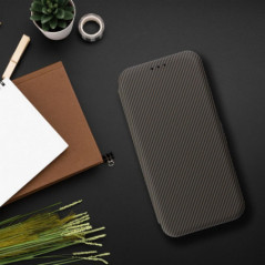 Peňaženkové puzdro FOLIO Side Magnet na Motorola Moto G75 Elegant, Karbónový vzor  Hnedý